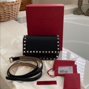 Authentic Valentino gold studded belt bag